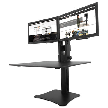 Victor® High Rise Dual Monitor Standing Desk Workstation, 28" X 23" X 10.5" To 15.5", Black freeshipping - TVN Wholesale